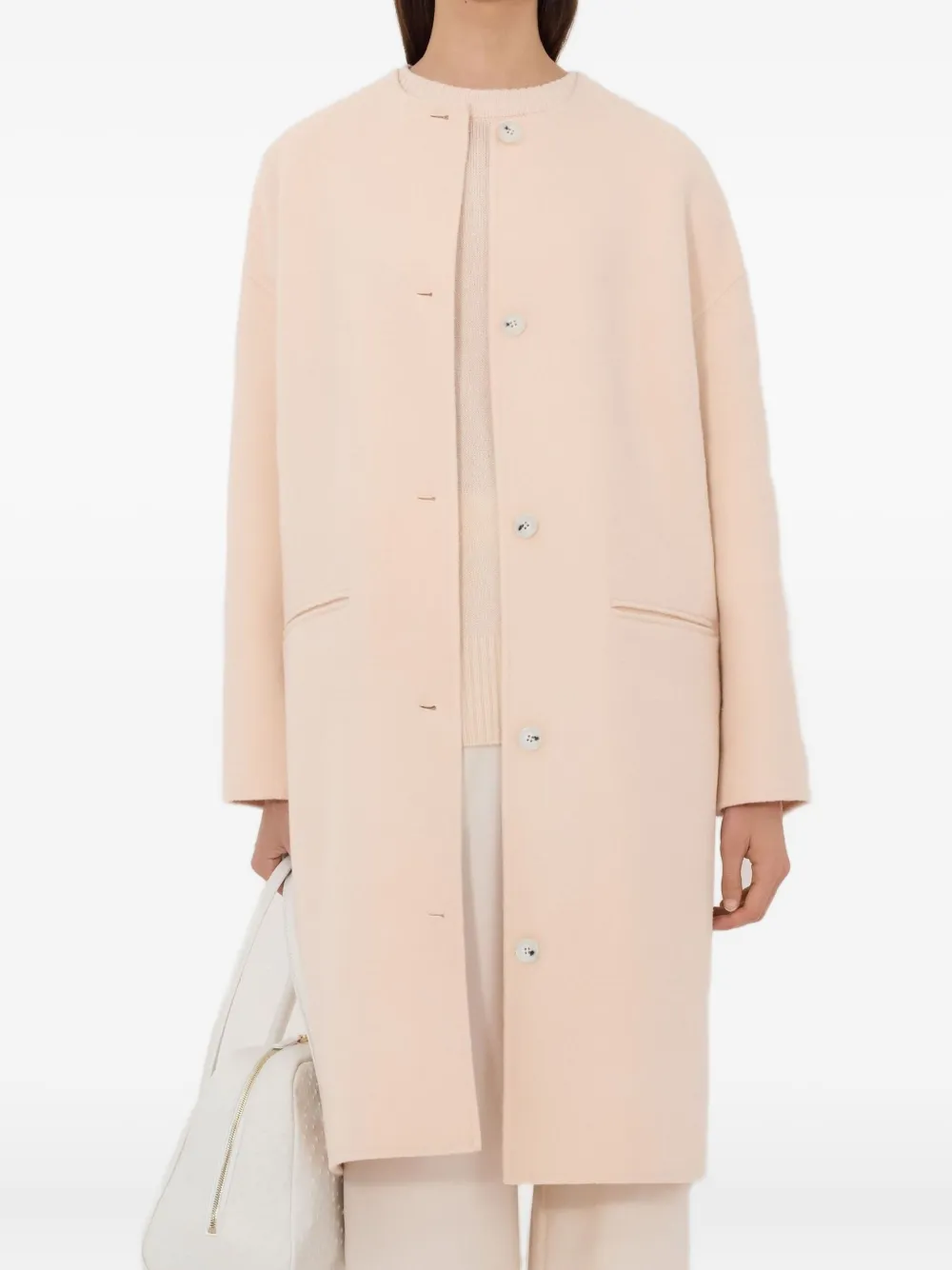 Loulou De Saison Kerry Collarless Coat In Neutral