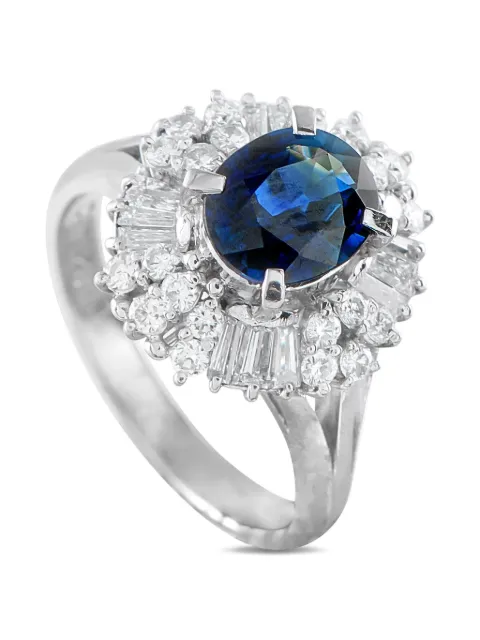 LB Exclusive platinum diamond and sapphire ring