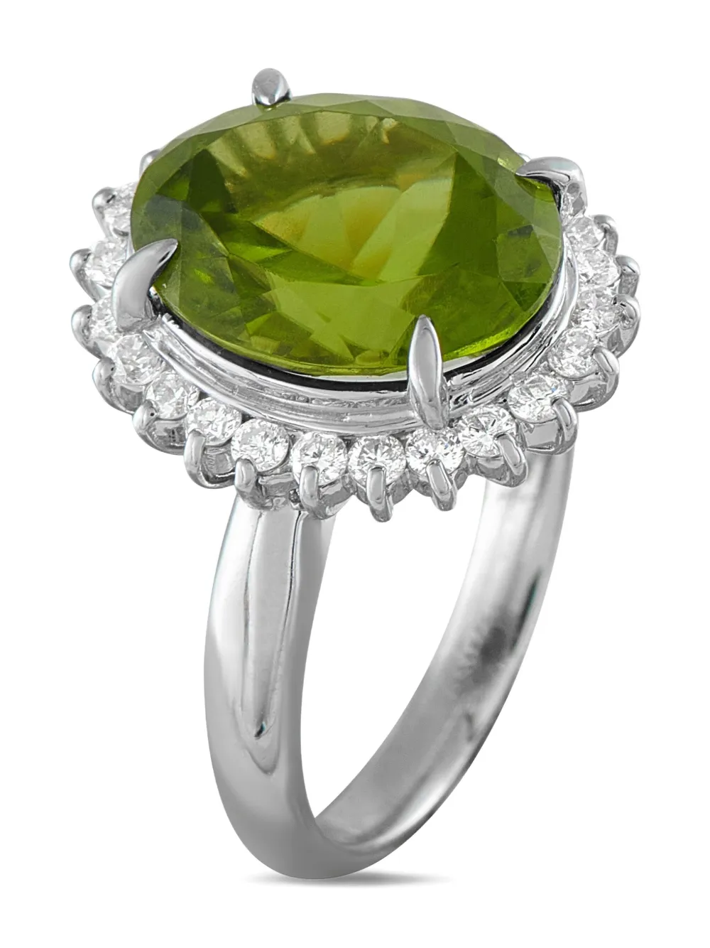 Platinum Diamond And Peridot Ring