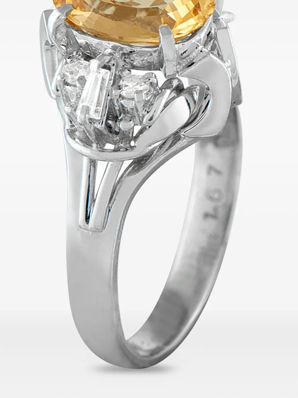 LB EXCLUSIVE Pre-owned Platinum 0.16ct Diamond And Imperial Topaz Ring Mf09-101625 In Silver