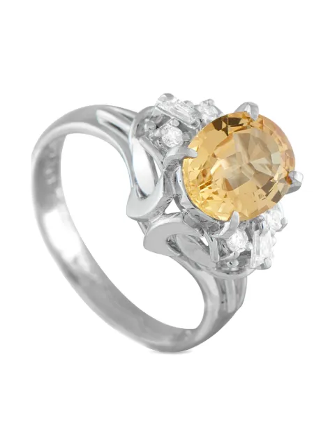 LB Exclusive platinum diamond and topaz ring