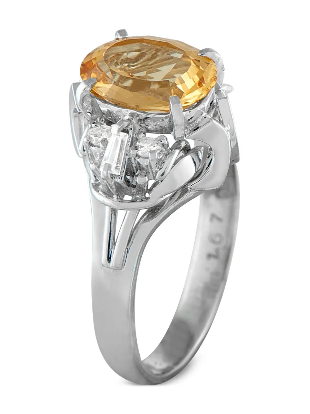 Platinum Diamond And Topaz Ring