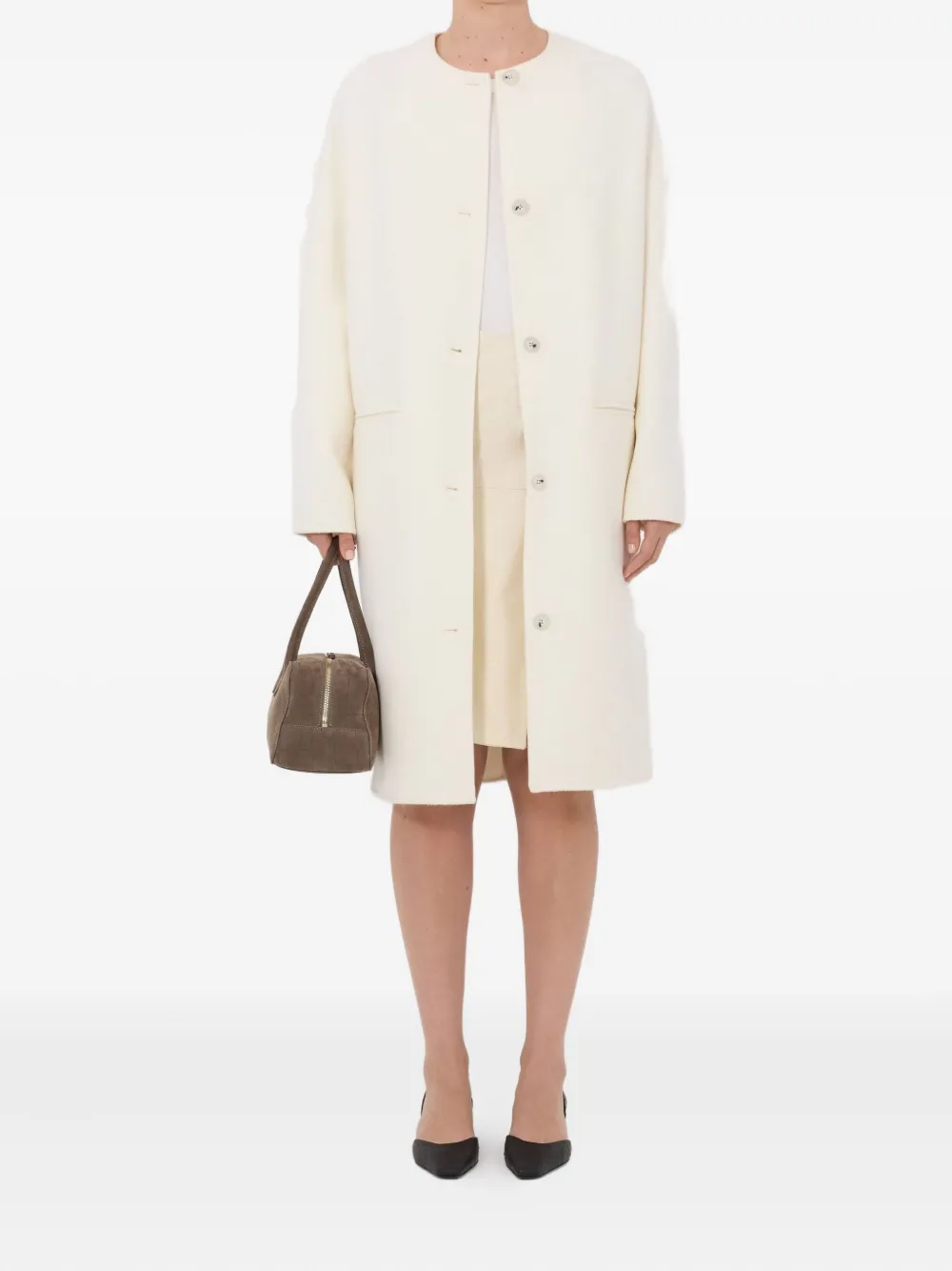 Loulou De Saison Kerry Collarless Coat In Neutral