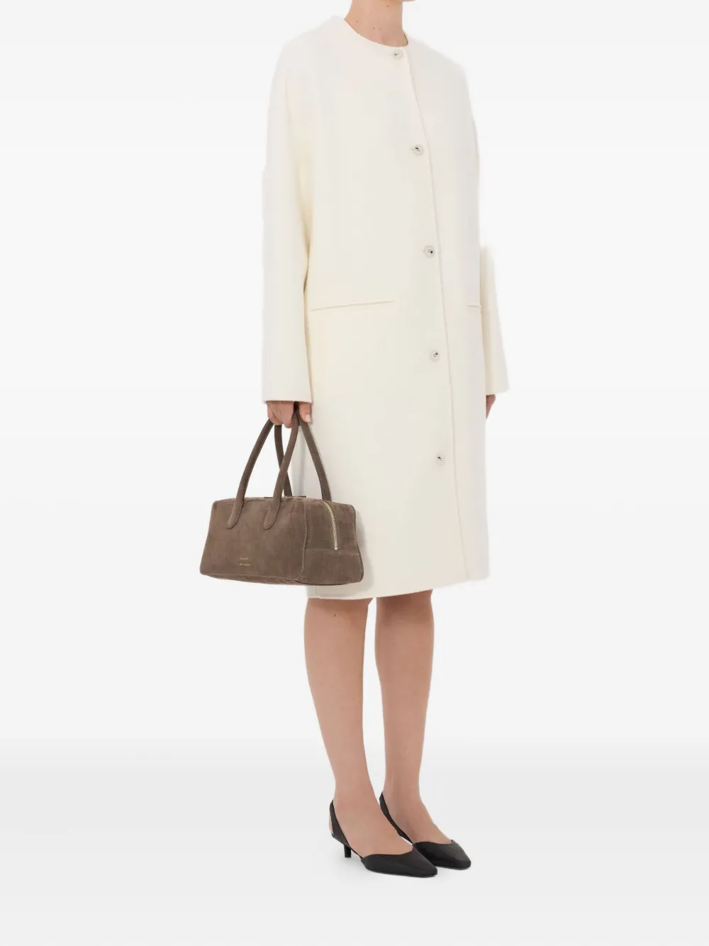 Loulou De Saison Kerry Collarless Coat In Neutral