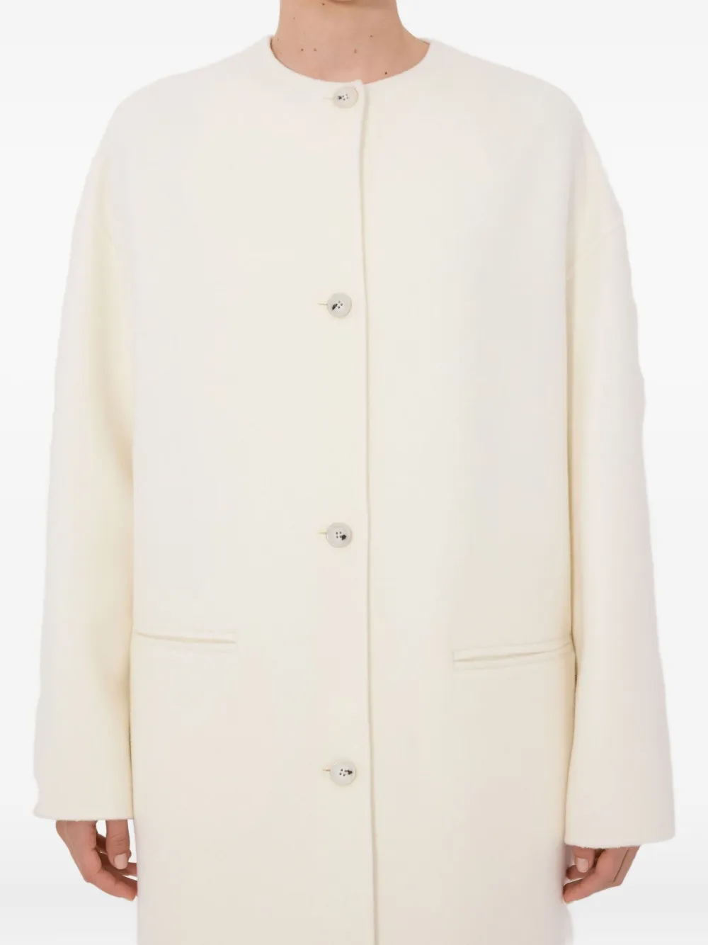 Loulou De Saison Kerry Collarless Coat In Neutral