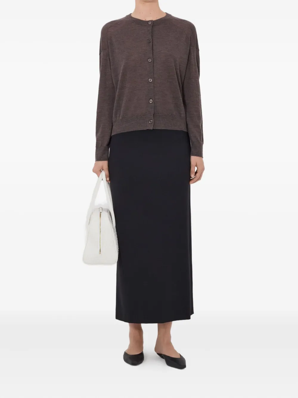  Loulou De Saison Kita Buttoned Ribbed Cardigan - Brown 