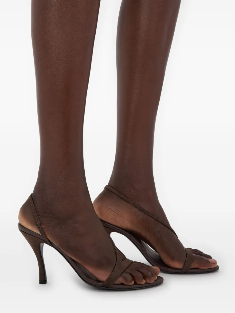  Loulou De Saison Lane Strap Heeled Sandals - Brown 