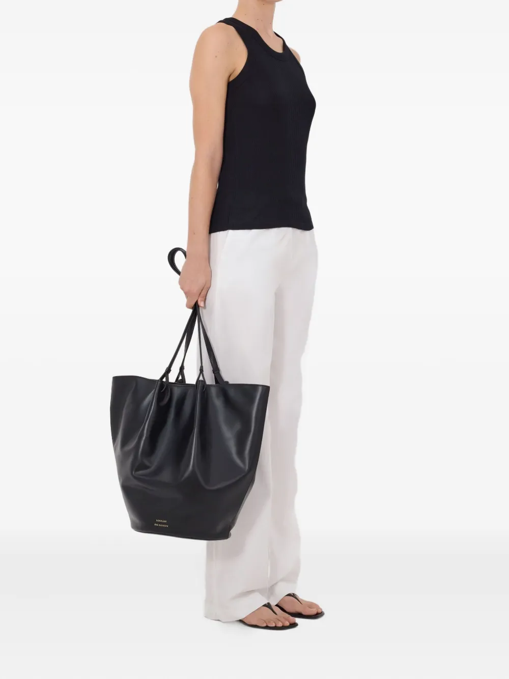 LouLou de Saison LIMBA tanktop met borduurwerk Zwart