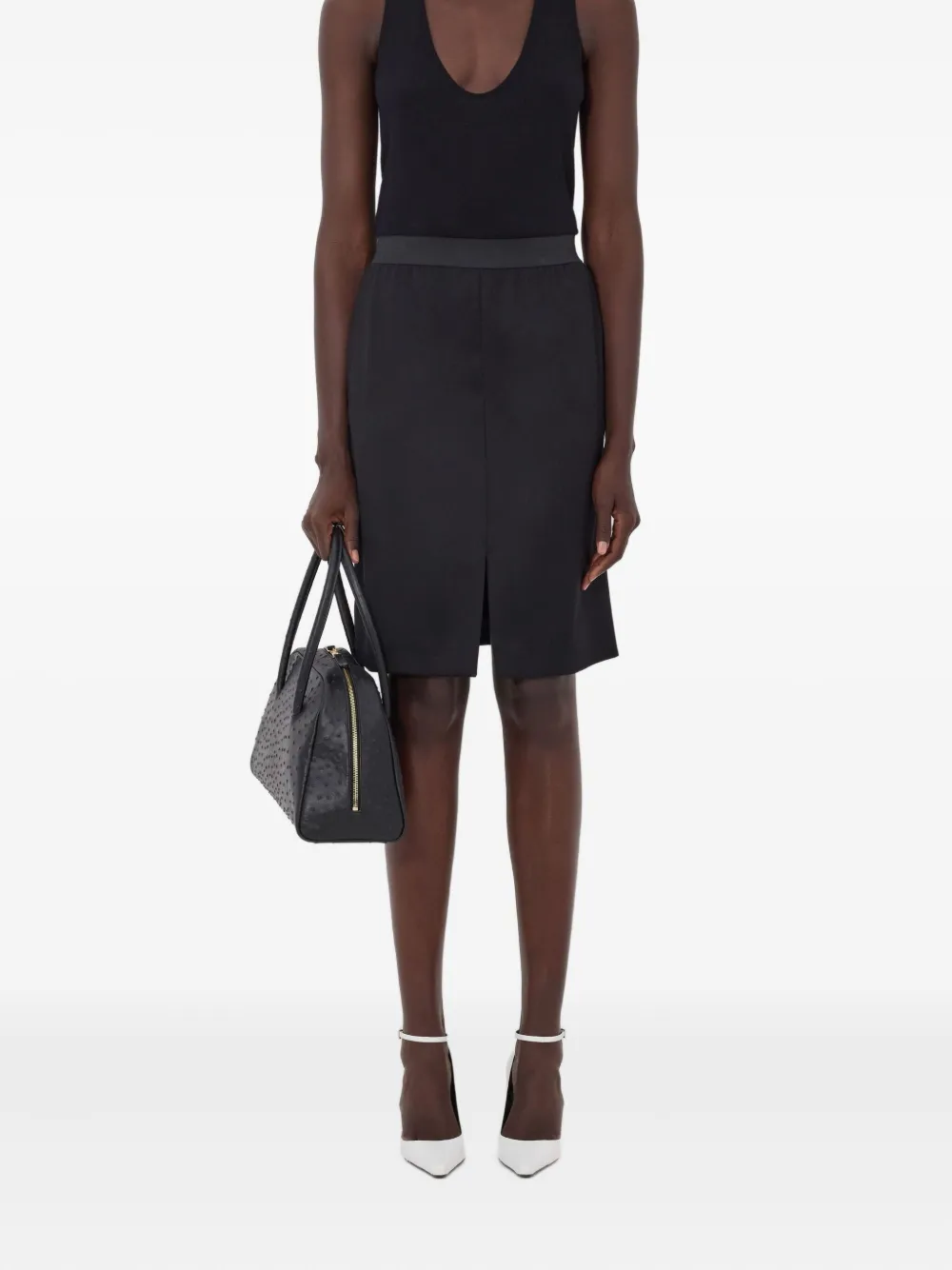 LouLou de Saison LIMA midi-rok met split - Zwart