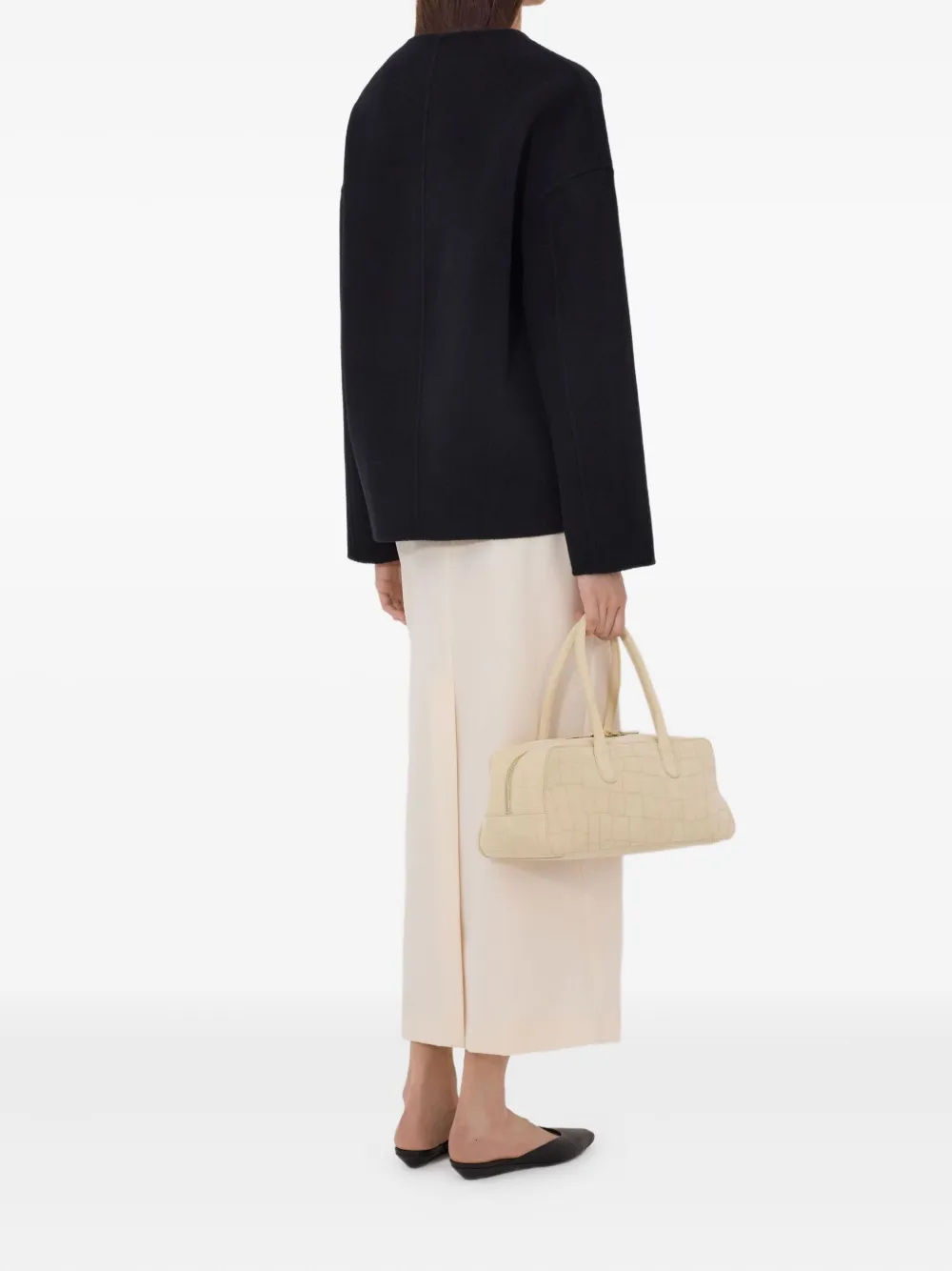 Loulou De Saison Maara Asymmetric Collarless Jacket In Black