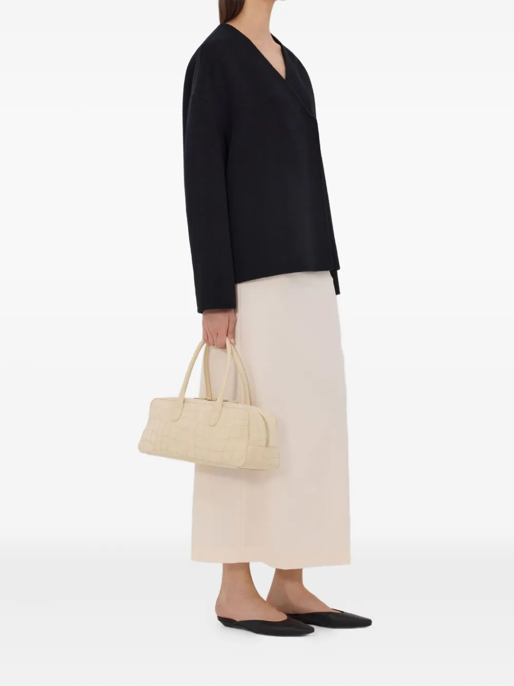 Loulou De Saison Maara Asymmetric Collarless Jacket In Black