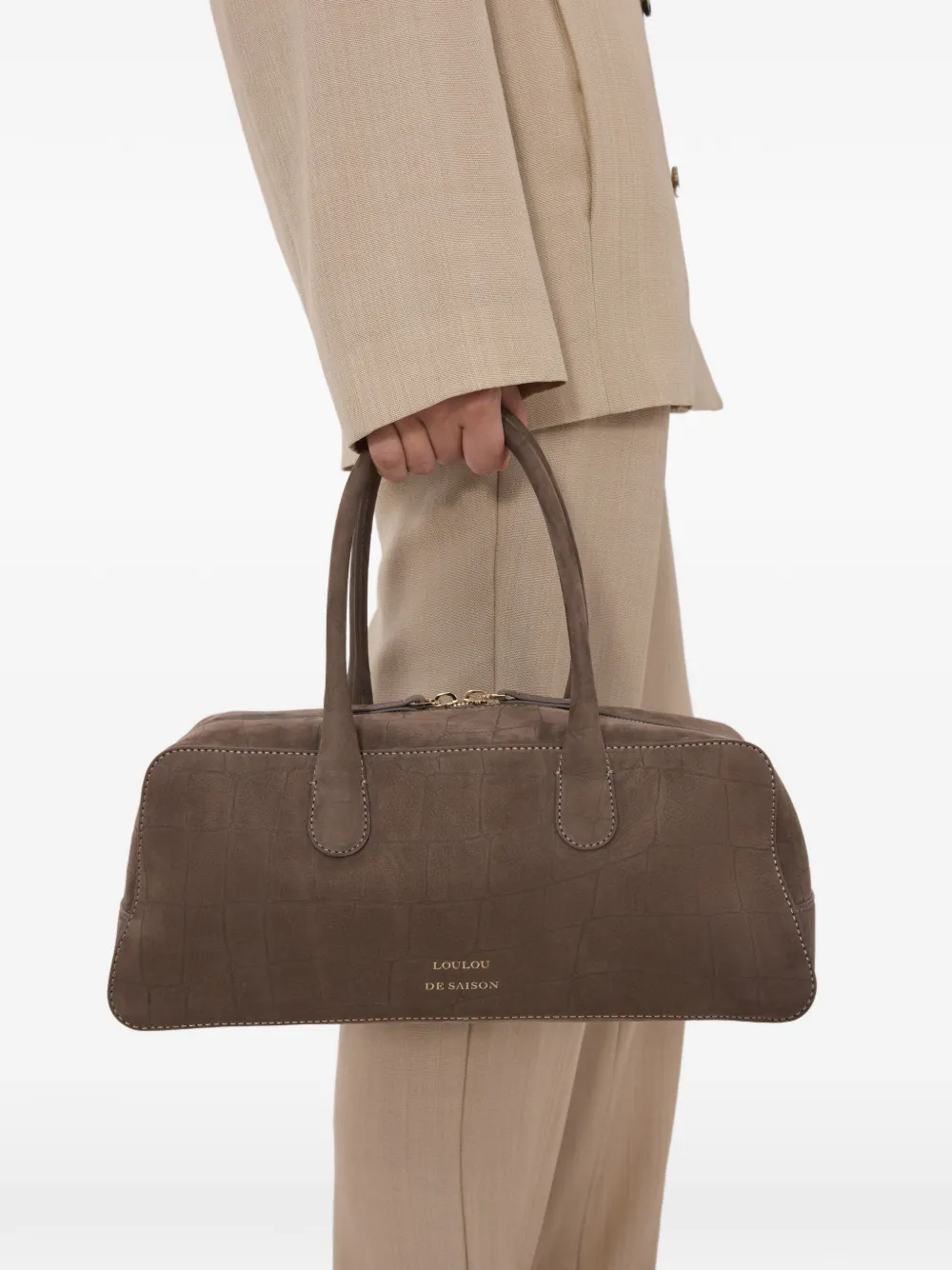 LouLou de Saison Mawi crocodile-effect rectangular-shape shoulder bag - Bruin