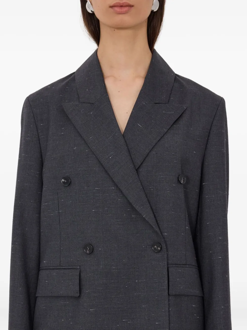 LouLou de Saison Norma blazer met dubbele rij knopen en puntige revers Grijs