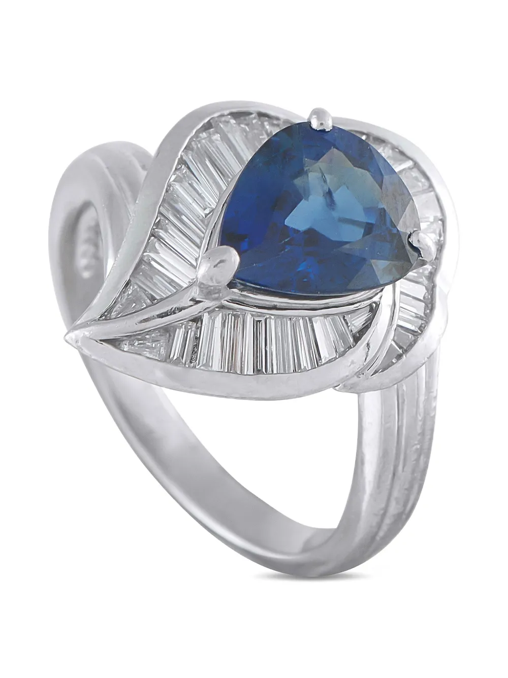 LB Exclusive Platinum diamond sapphire halo ring - シルバートーン LB Exclusive Platinum diamond sapphire halo ring - シルバートーン