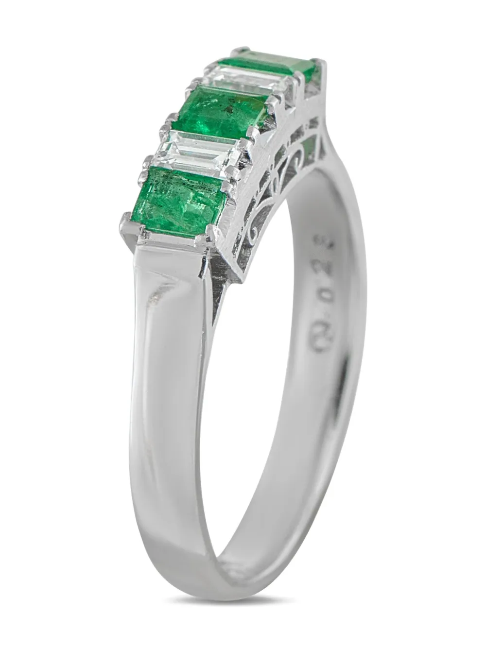 LB Exclusive Platinum diamond emerald five-stone ring - シルバートーン LB Exclusive Platinum diamond emerald five-stone ring - シルバートーン