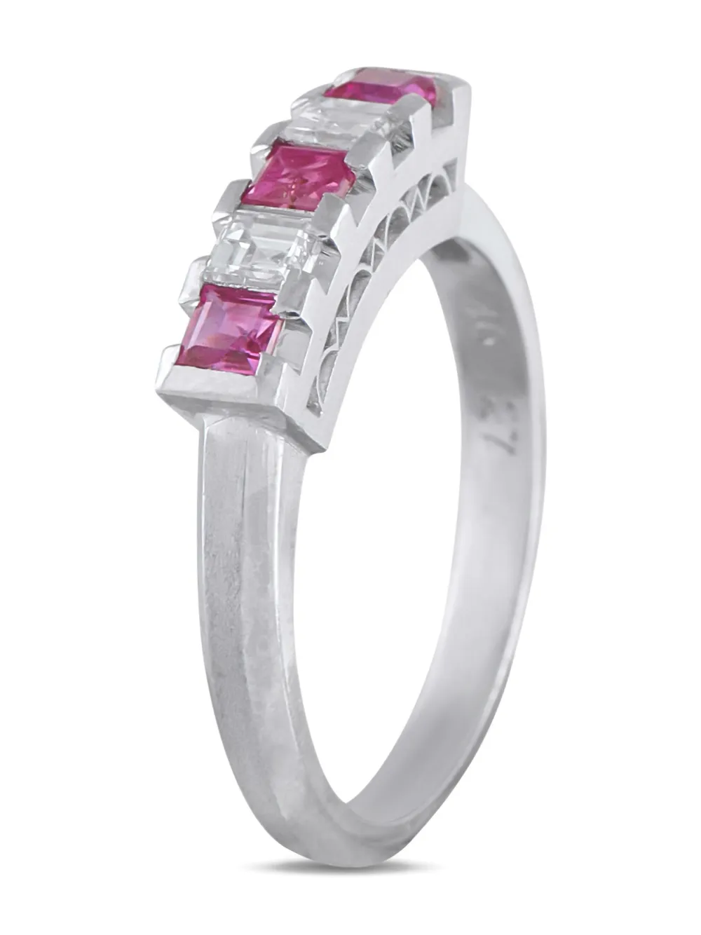 LB Exclusive Platinum diamond ruby five-stone ring | Image 2