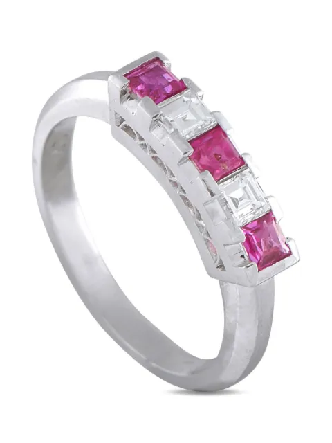 LB Exclusive Platinum diamond ruby five-stone ring