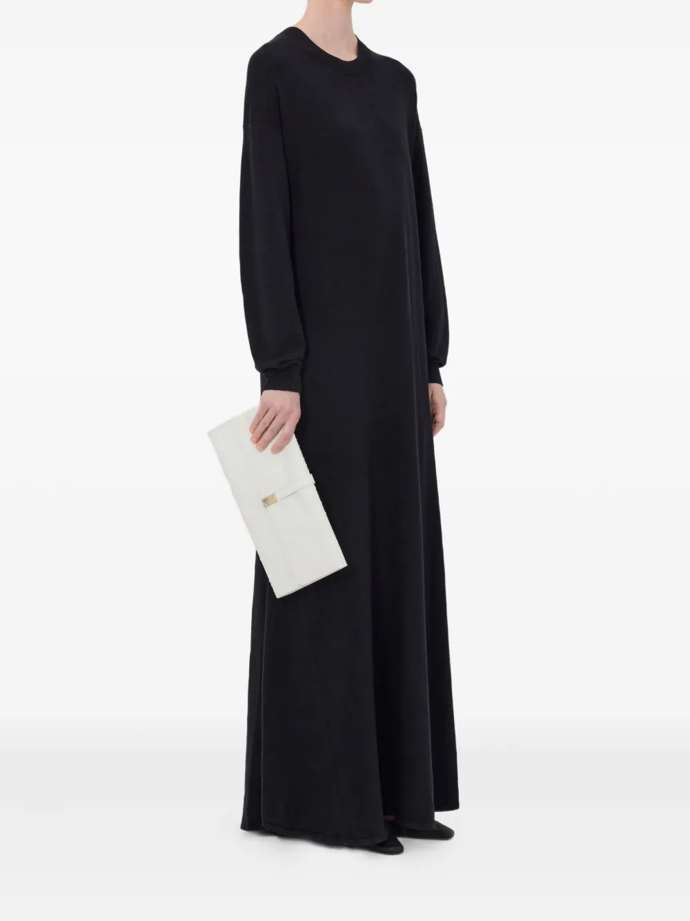 LouLou de Saison Lucy maxi-jurk met lange mouwen Zwart