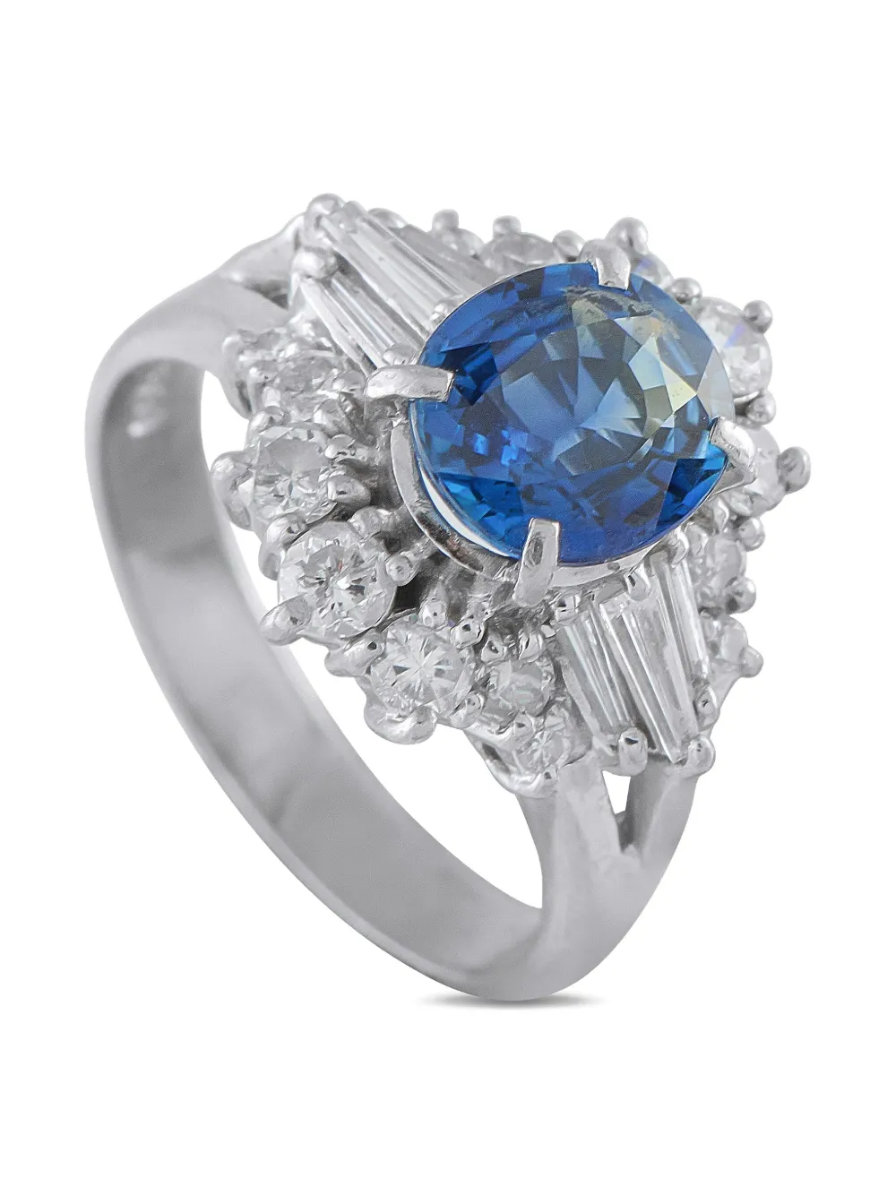 LB Exclusive Platinum diamond sapphire cluster ring - シルバートーン LB Exclusive Platinum diamond sapphire cluster ring - シルバートーン