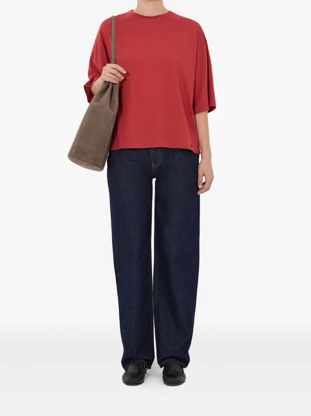 Loulou De Saison Osis Drop-shoulder T-shirt In Red