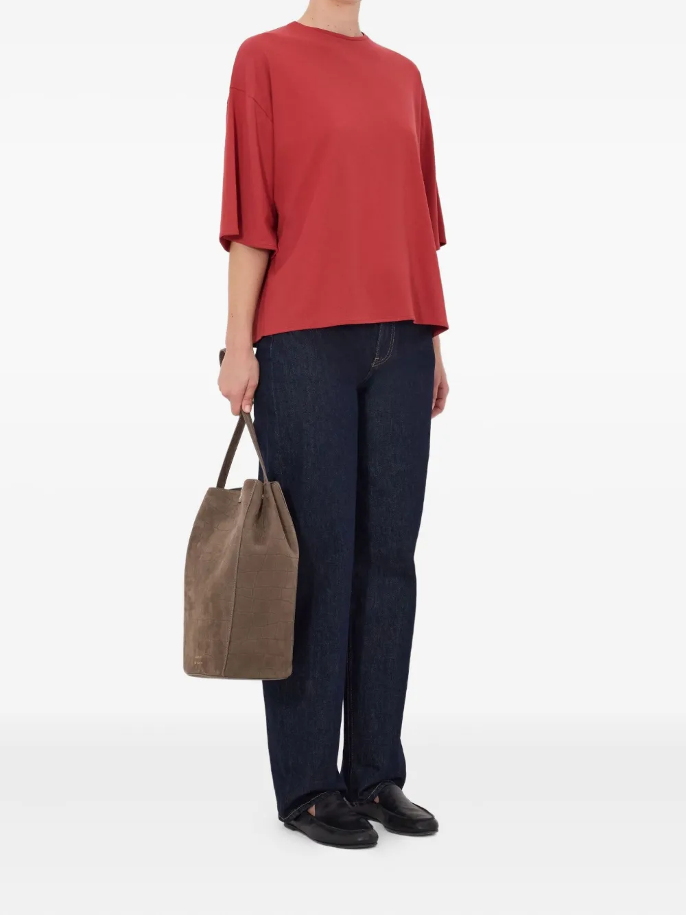 Loulou De Saison Osis Drop-shoulder T-shirt In Red