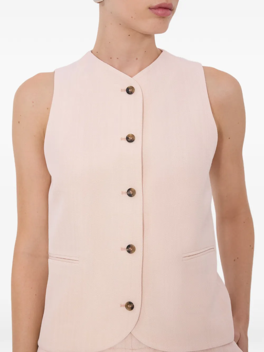 LouLou de Saison Gilet met paspelzak Roze