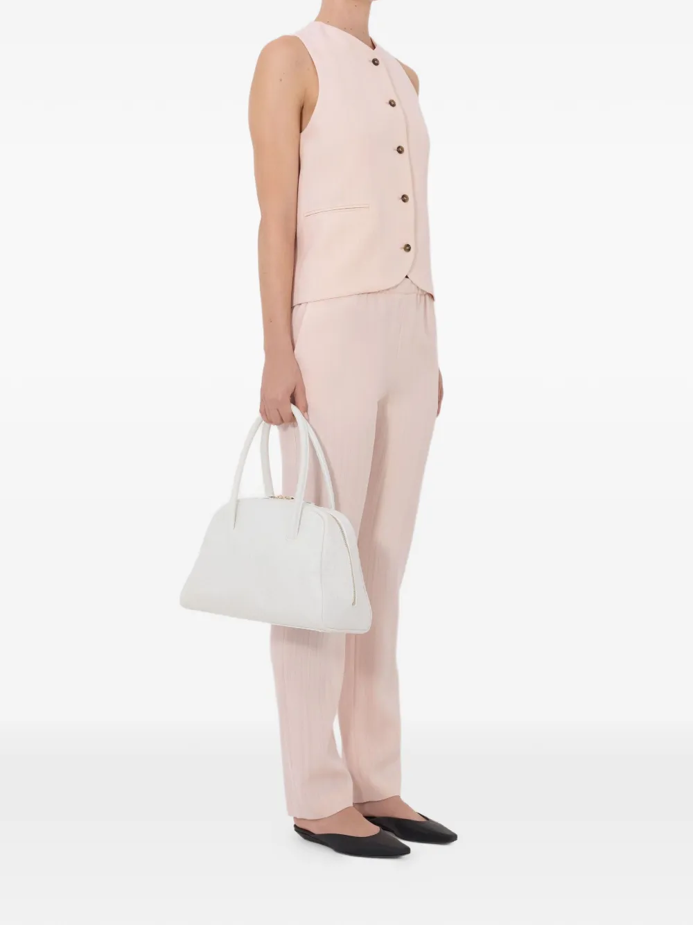 LouLou de Saison Gilet met paspelzak Roze