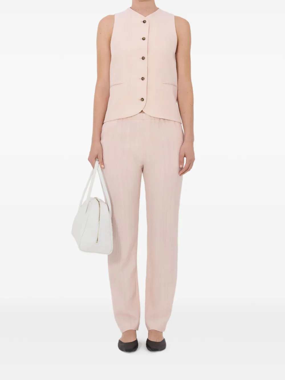 LouLou de Saison Gilet met paspelzak Roze