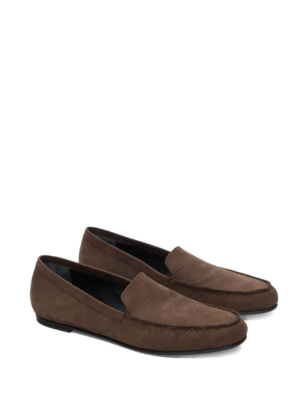  Loulou De Saison Pesaro Topstitching Loafers - Brown 