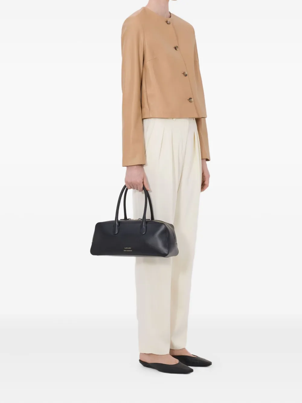  Loulou De Saison Raho Button Leather Jacket - Neutrals 