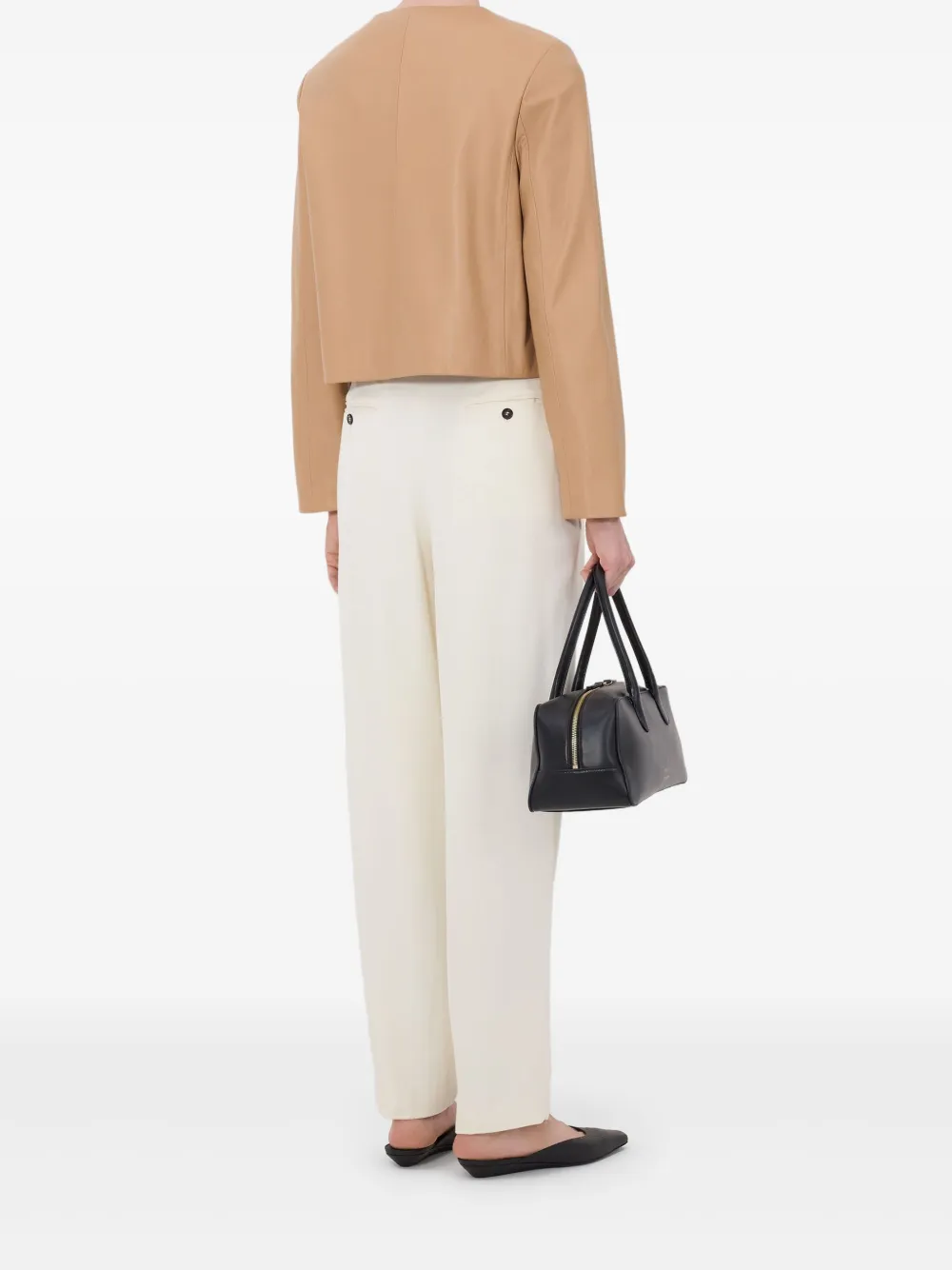 LouLou de Saison Raho leren jack met knoop Beige