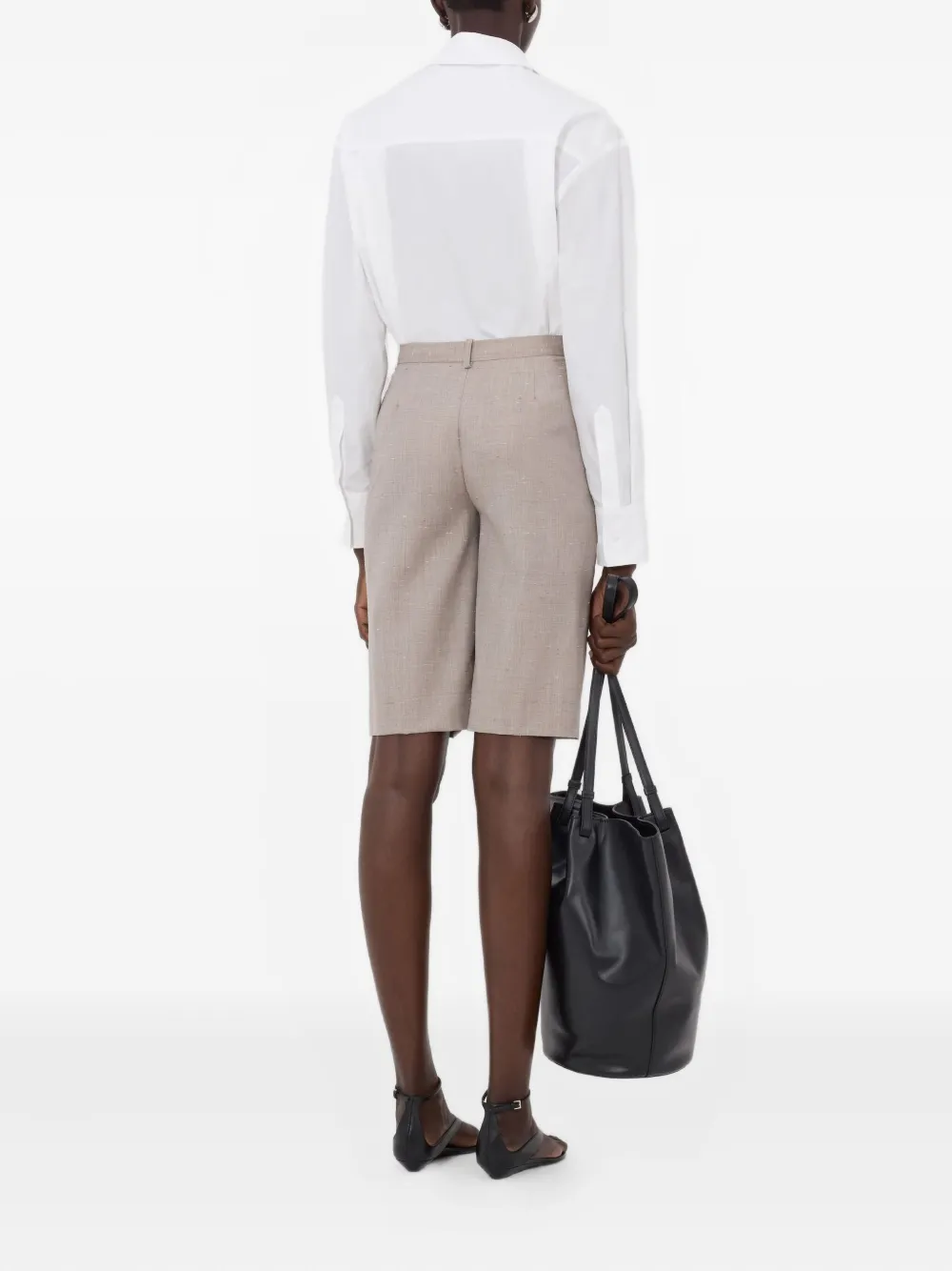 LouLou de Saison Knielange shorts met zijzak Beige