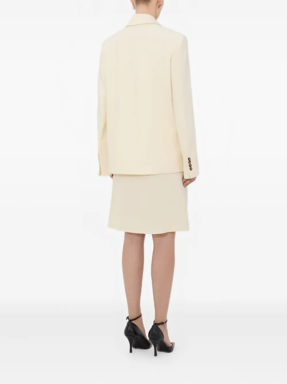 LouLou de Saison Horn blazer met dubbele rij knopen en puntige revers Beige