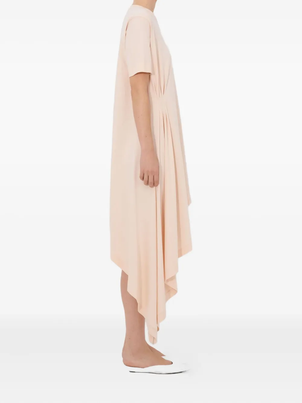 Loulou De Saison Igari Asymmetric Pleated T-shirt Dress In Pink