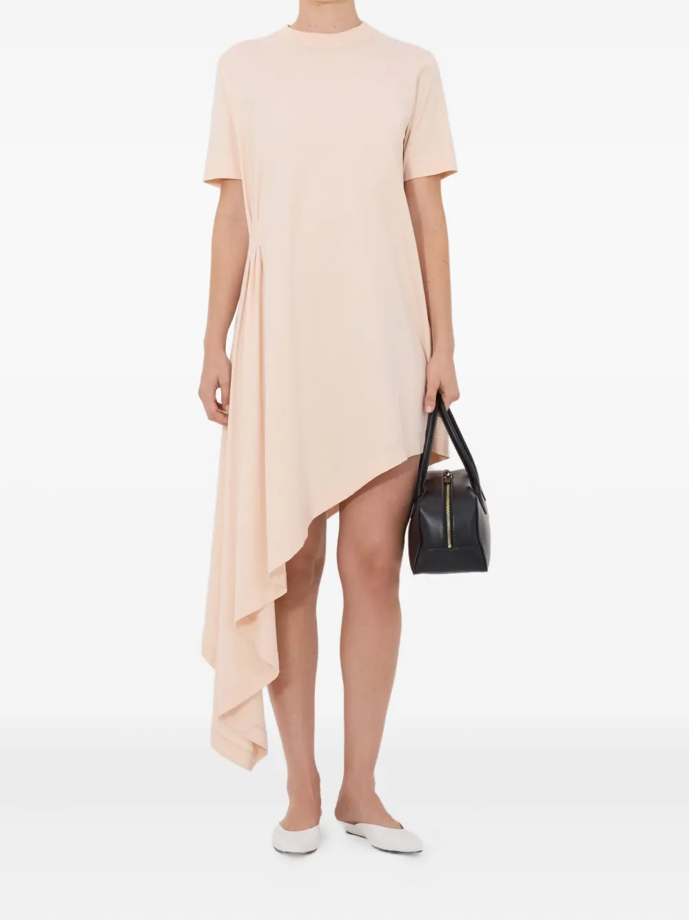 LouLou de Saison Igari asymmetrische T-shirtjurk met plooien - Roze