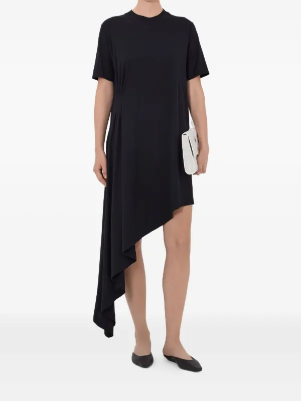 round neck asymmetric dress Berylove Women Black Work Dress A Line Round Neck Asymmetrical Semi Formal Dress, Black / US22W main image 1