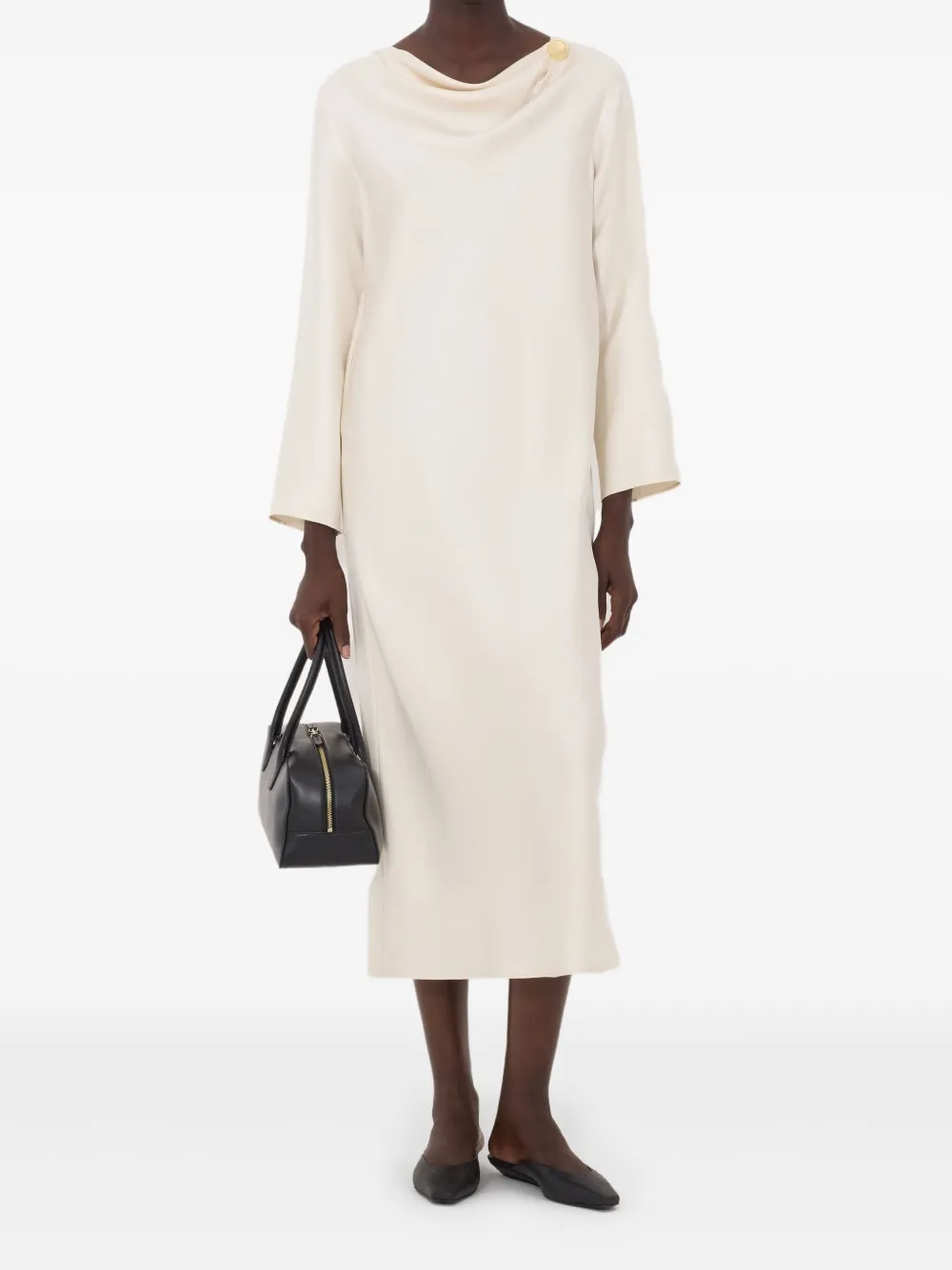 LouLou de Saison Zoya gedrapeerde midi-jurk - Beige