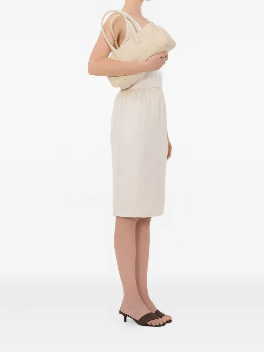 Loulou De Saison Elastic-waist Silk Midi Skirt - Neutrals 