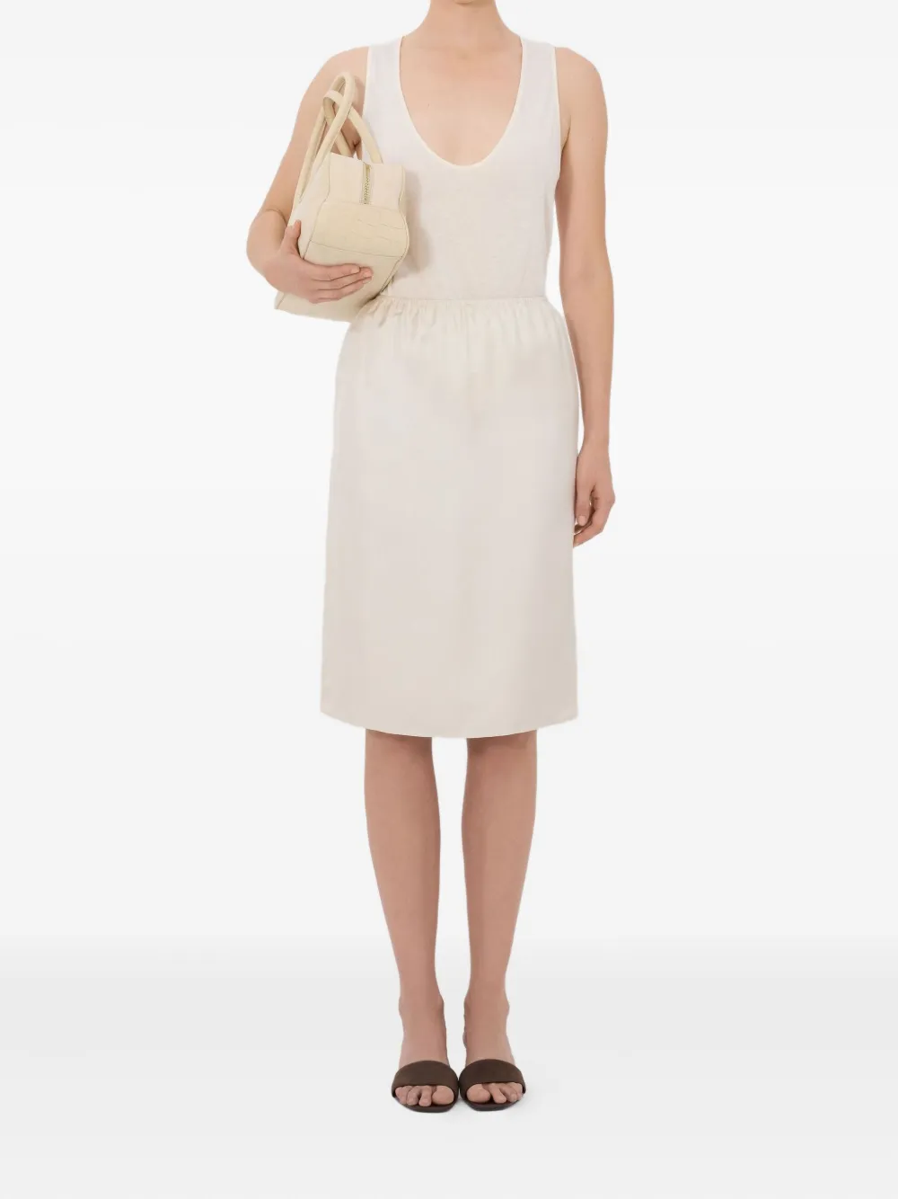  Loulou De Saison Elastic-waist Silk Midi Skirt - Neutrals 