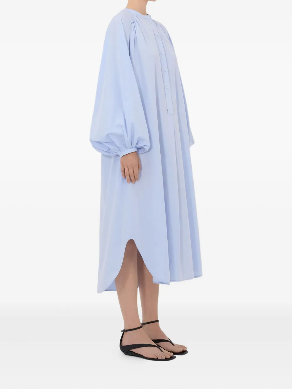 LouLou de Saison Vitti midi-jurk met ballonmouwen Blauw