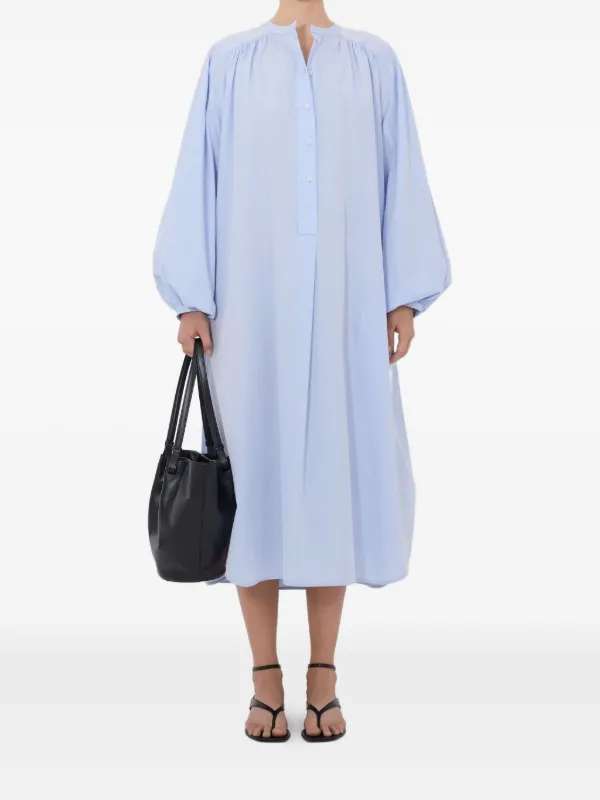 knee length dresses for ladies Tiered Balloon Sleeve Midi Dress Blue / L main image 1
