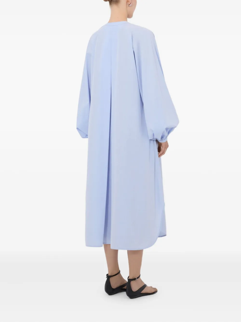 LouLou de Saison Vitti midi-jurk met ballonmouwen Blauw