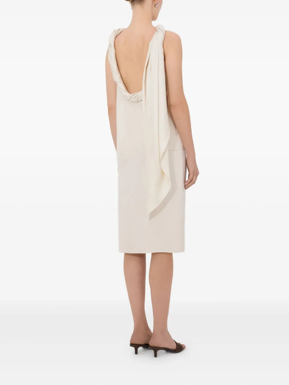 LouLou de Saison Mouwloze blouse met gedraaide kraag Beige