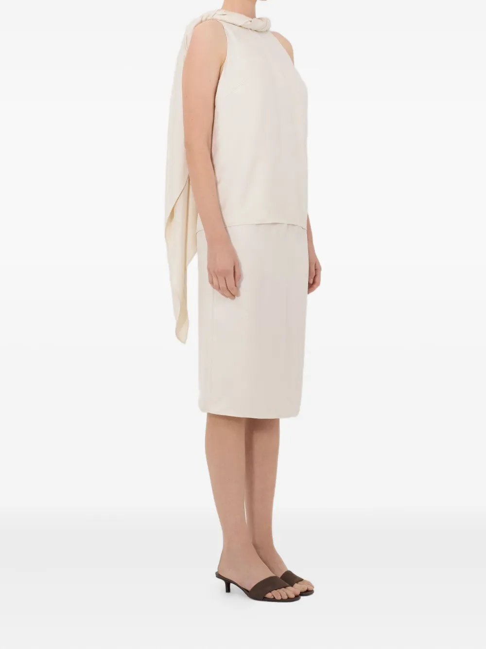  Loulou De Saison Twisted-collar Sleeveless Blouse - Neutrals 