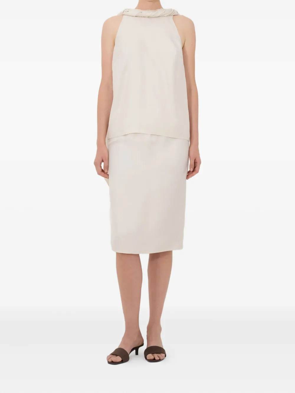  Loulou De Saison Twisted-collar Sleeveless Blouse - Neutrals 