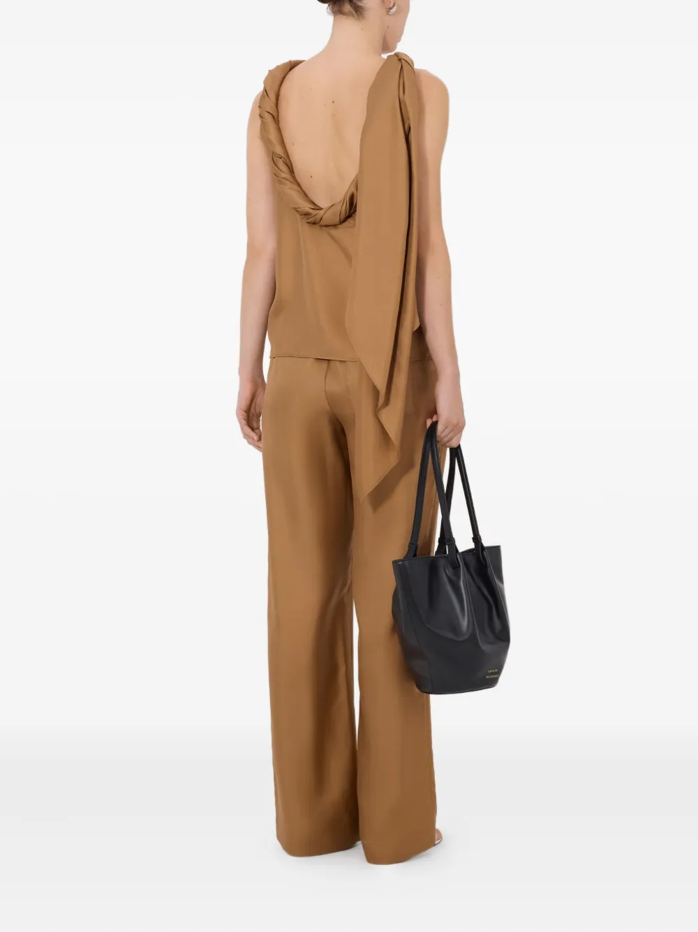 LouLou de Saison Wilma blouse met gedraaide kraag Bruin