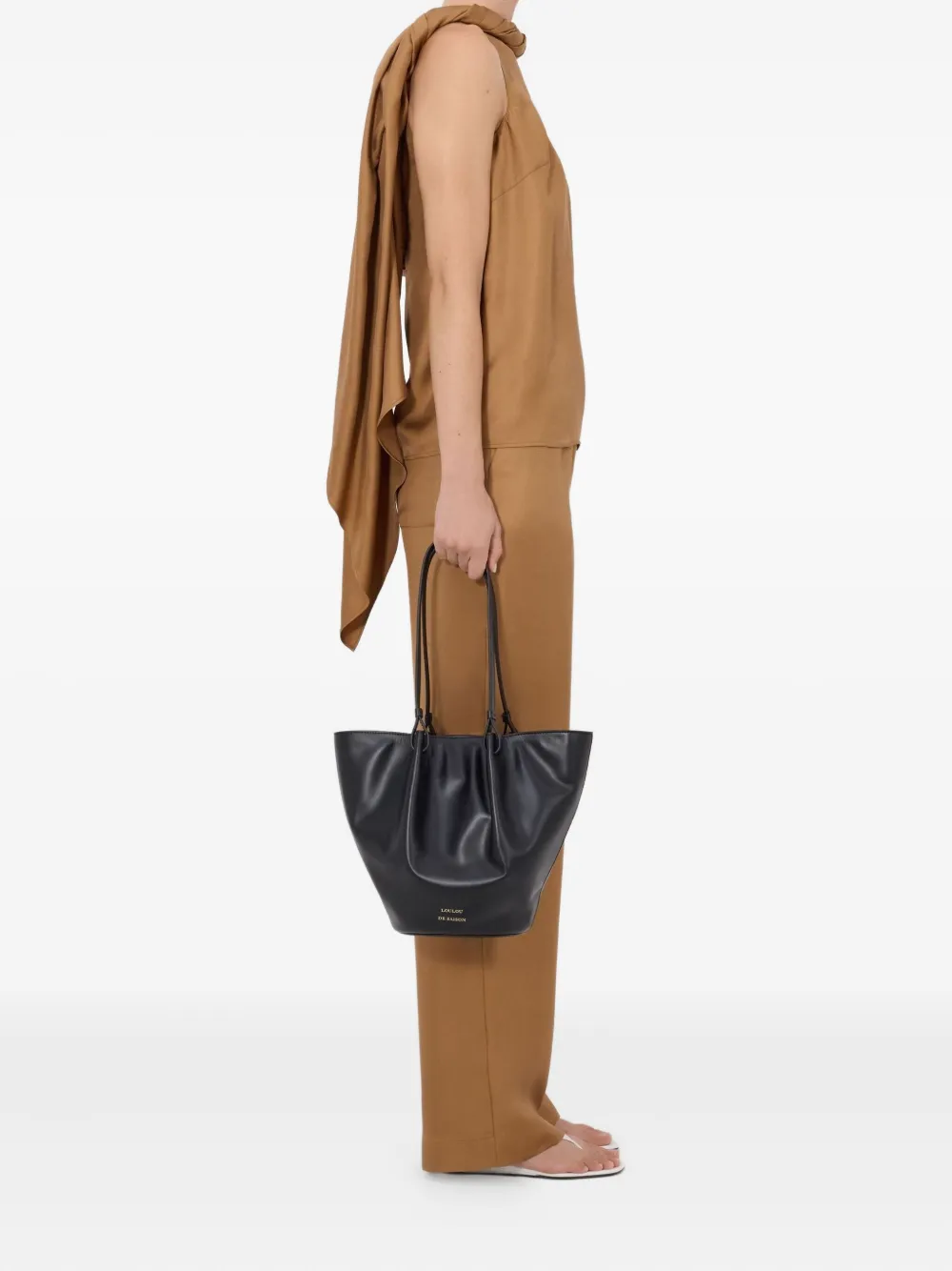  Loulou De Saison Wilma Twisted-collar Blouse - Brown 