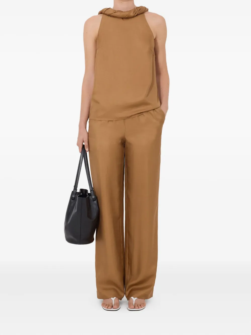  Loulou De Saison Wilma Twisted-collar Blouse - Brown 