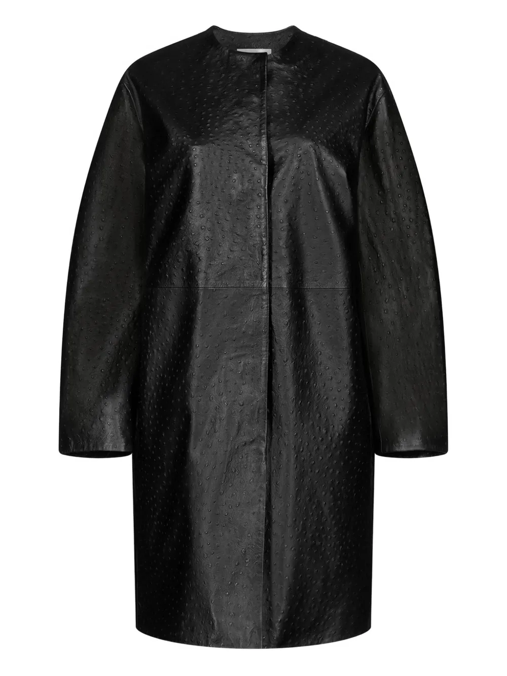 Loulou De Saison Yari Single-breasted Collarless Coat In Black