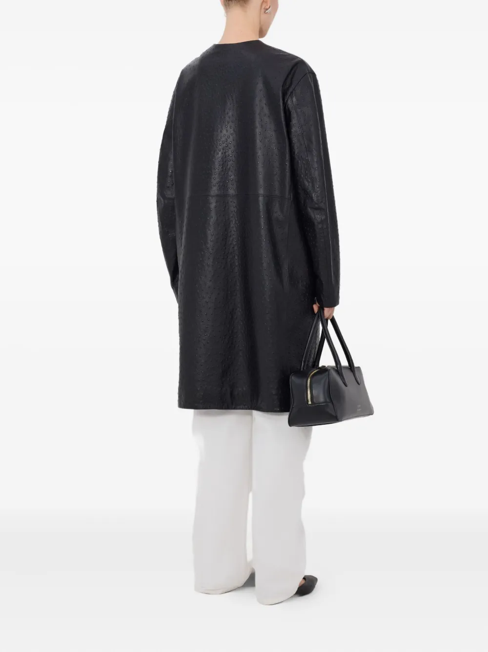 Loulou De Saison Yari Single-breasted Collarless Coat In Black